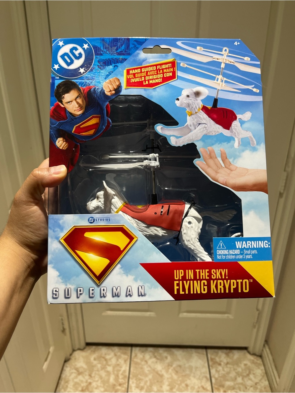 DC Superman Flying Krypto Figure Toy in White and Red